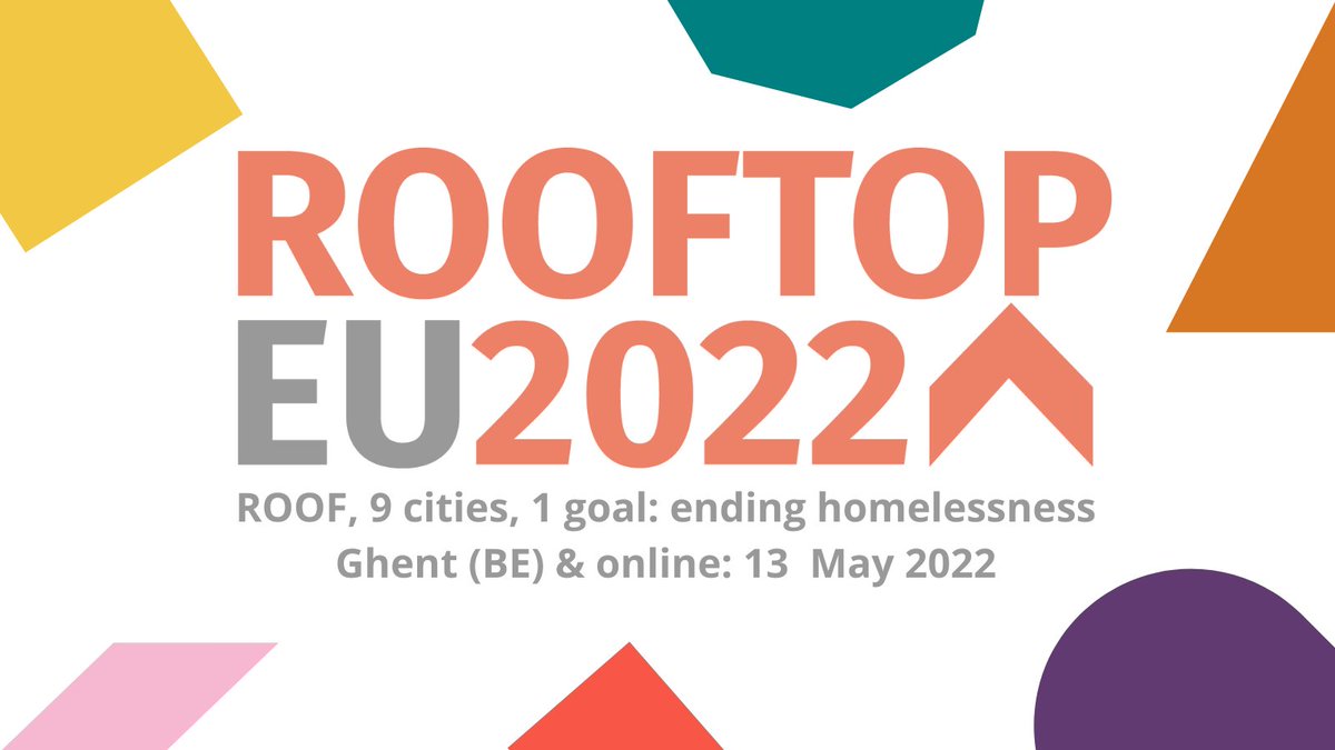 ⏰ Don't miss the final ROOF event! 

🗓️ Join #ROOFTOPEU2022 on 13 May, either in Ghent or online, to discuss how cities can end #homelessness through #HousingFirst and Housing Led.

✏️ Click here for more information & registration: bit.ly/3qKTFeX