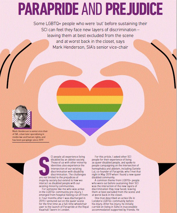 MHendersonDSC's tweet photo. "LGBTQ+ people who sustain spinal injury are then excluded by the intersection of homophobia &amp; ableism with some forced back in the closet" - My article in @spinalinjuries Forward mag. Also a blog: 

https://t.co/schldDiJnr

Thanx @lul_daniele @Parapride &amp; @ju90artist @RegardLGBT https://t.co/rhv1NkSqQy