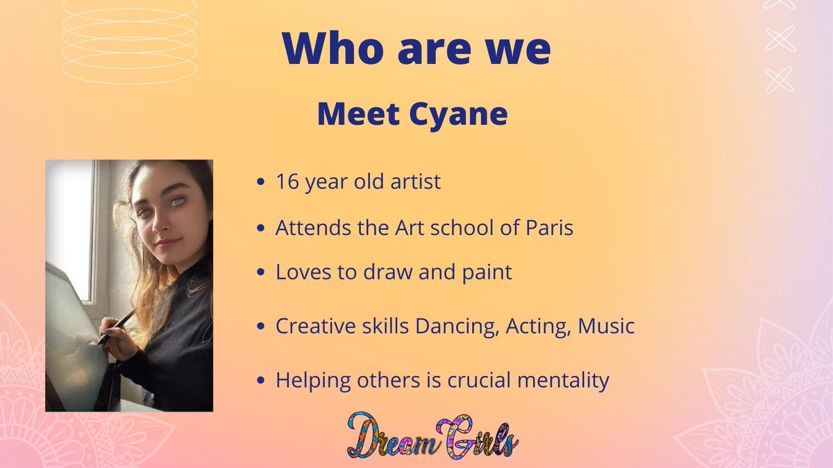 dreamgirls_nft's tweet image. Team week🎀 Closer insight of who we are😊🌟🌟

Let&apos;s start with our amazing 16 year old artist &quot;cyane&quot; 

#TEAM #NFT #NFTartist @LemaireNeyc