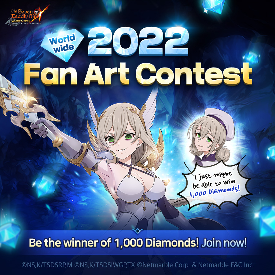 7DS_en's tweet photo. 🎨 2022 『Ragnarok』 Fan Art Contest Hosted 🎨

This is an opportunity to win up to 💎1000 diamonds💎!😲
Show off your drawing skills, get diamonds,  and see your art as costumes in-game!

#SevenDeadlySins #7DS #FanArt #Event https://t.co/vWykVeTpGT