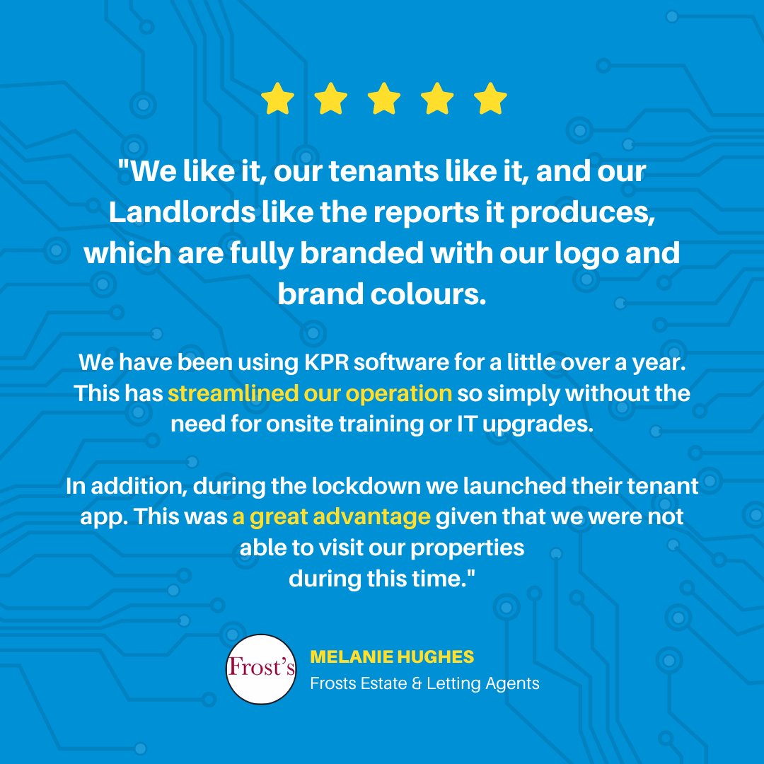 It's #TestimonialTuesday! 🙌🏼 Many thanks to Melanie Hughes from Frosts Estate & Letting Agents for this five-star Google review! We're delighted to hear that our software has been an asset to your business. #KPR #PropTech #PropertyReports