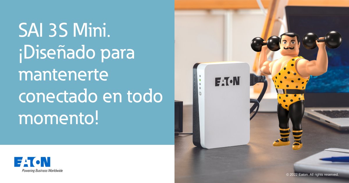 ¿Quieres trabajar en #HomeOffice estés donde estés y sin problemas de energía? Nuestro #SAI 3S Mini con su diseño súper compacto, silencioso y elegante, permitirá mantenerte conectado en todo momento. Descubre más: eaton.works/3NxOdWO