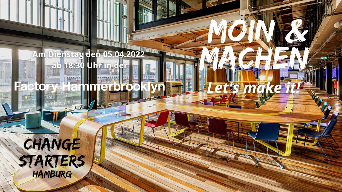 change_starters's tweet photo. Wir können es selbst kaum glauben!😀 Nächste Woche geht "Moin &amp; Machen" weiter!!! 😱😍 Dienstag, 05.04.2022 um 18:30 Uhr (Einlass)! https://t.co/RKedka08yh Unsere Gäste:
@fabcityhamburg @FactoryBerlin @SEND_ev + viele tolle Menschen aus unserer Community 🥰 https://t.co/ex4FLMQ44B