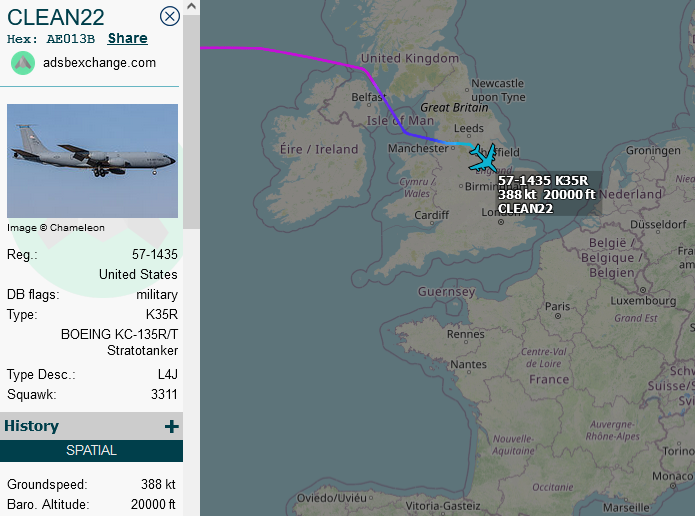 SirListenalot's tweet photo. #KC135 #AE013B as #CLEAN22 is about to land at Mildenhall from Salt Lake City. Earlier KC135 #AE042E as #CLEAN02 arrived at Pease from Fairchild.
#CoronetEast 055 https://t.co/wolI8VIgXi