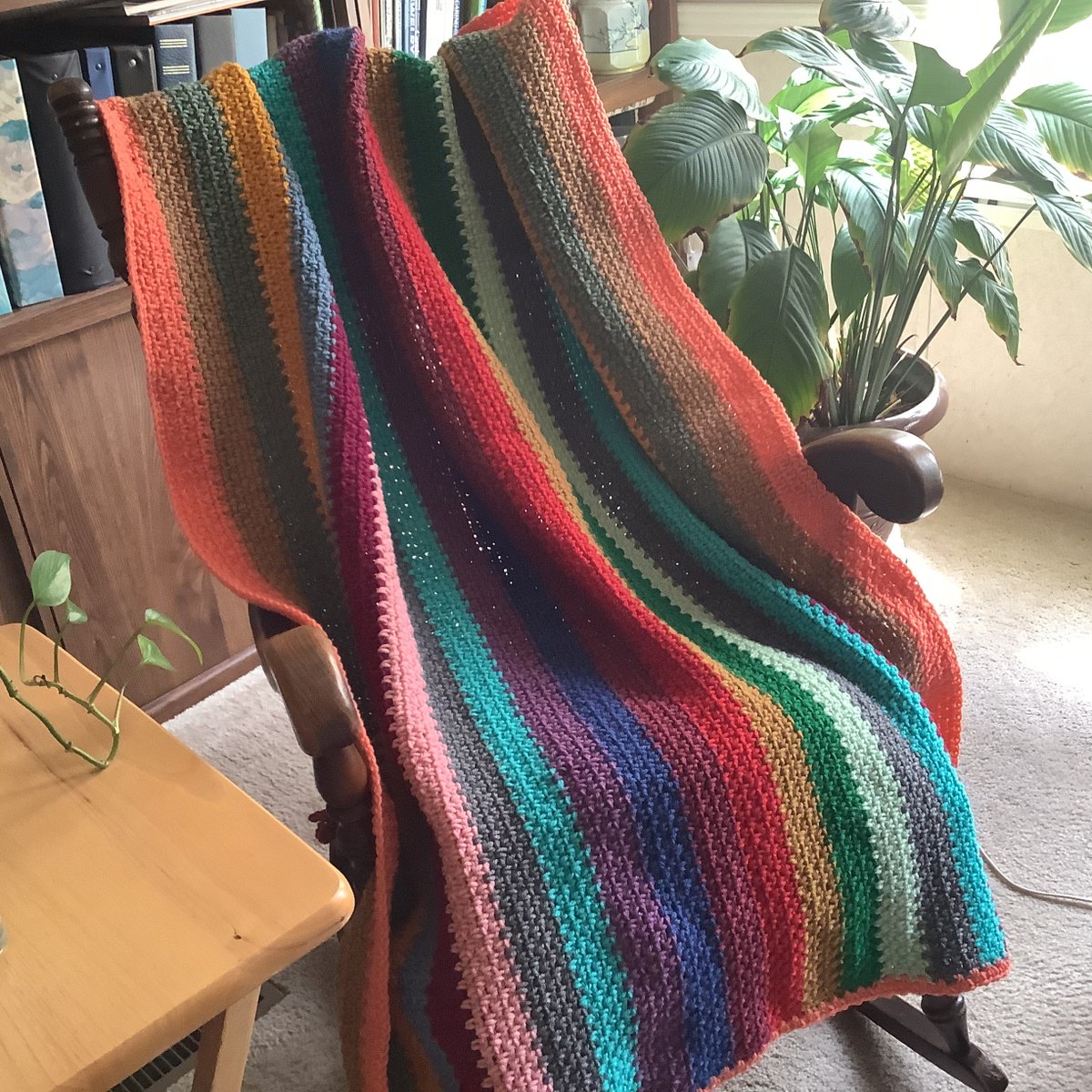 sj_greene's tweet photo. Multi-Color Stripe Afghan/Throw, Hand Crocheted Moss Stitch, All ages/genders, ReadyToShip, Machine Wash/Dry, Free Shipping, Made in USA https://t.co/PHdFjC006h #YarnQueens #Etsy #MulticolorStripes https://t.co/opB7M4b8Pp