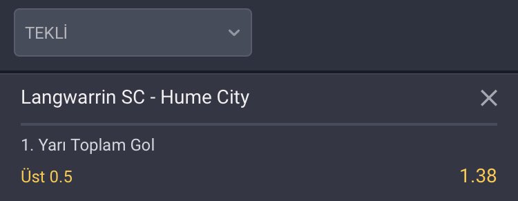 Canlı Tahmin - Avusturalya 

Langwarin Fc - Hume City 

İlkyari 0.5 üst (1.40)

Oranı az daha yükseltip alabilirsiniz. 

Bolsanslar...
#canlıbahis #bahis #iddaa #tahmin