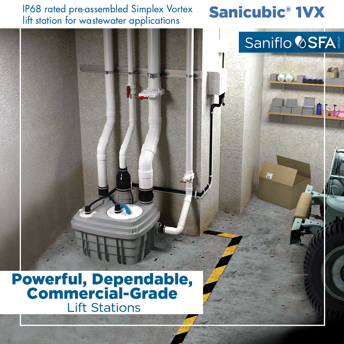 SanifloUSA's tweet photo. #Sanicubic1VX is a #HeavyDuty #Simplex #Vortex #LiftStation that is almost impossible to clog & eliminates the need for pit #installs. It's the ideal product for any #commercial applications. https://t.co/9UNG7bMGNB It can be installed virtually anywhere, with minimum equiptment. https://t.co/z6wMWeuFuz