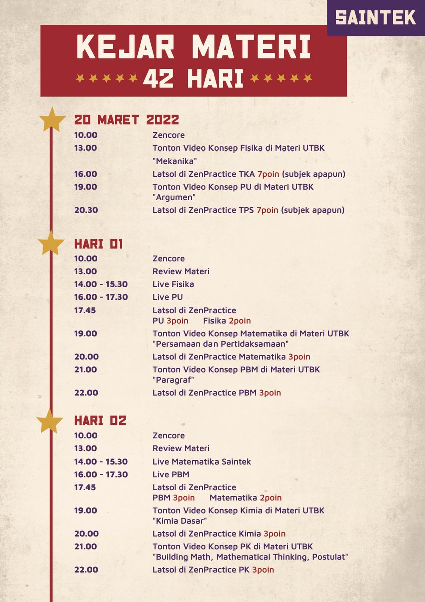 zeniuseducation's tweet photo. Hai hai! Buat yang gagal SNMPTN, Zen udah bikin jadwal belajar harian buat ngejar materi UTBK dengan waktu tersisa.

Ada Saintek &amp; Soshum.

Download di sini 👉 https://t.co/RmBcLA53x5

Semoga bermanfaat ya 🙂 https://t.co/4o4p1jHYkI