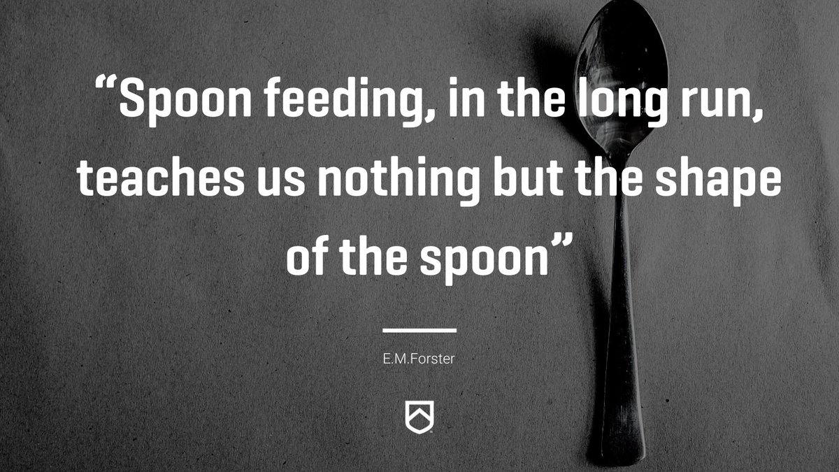 “Spoon feeding, in the long run, teaches us nothing but the shape of the spoon”

— E.M.Forster

This is exactly why mentorship is so important to me...