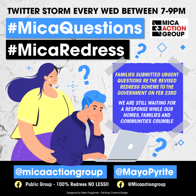 MayoPyrite's tweet photo. There is a new time for our Twitter Storm this Wednesday but pretty much all of the same questions are waiting for answers.

We need to move forward quickly to avoid homeowners facing into another winter of stress.

#MicaQuestions #MicaRedress https://t.co/kWoksHBSJr
