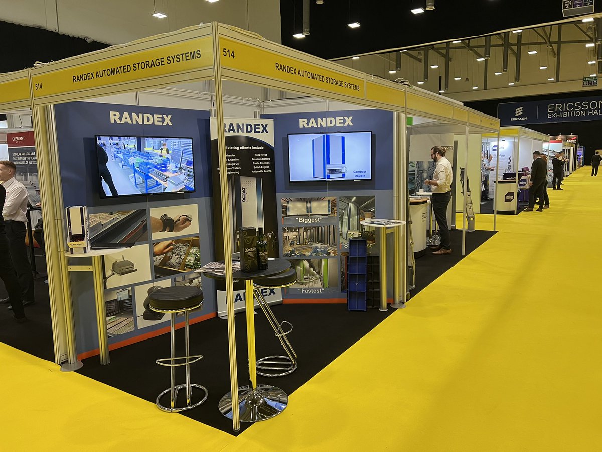 RANDEXLTD's tweet photo. Come and see us on stand 514 to discuss any automated storage and retrieval requirements you have. Bring some shades though for the carpet! #compactlift #welandsolutions #randex https://t.co/a1SXJwT5k2
