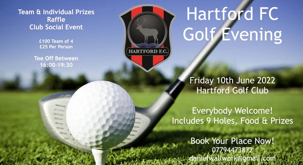 Hartford_FC's tweet photo. We would like to invite you to our first ever Hartford FC Golf Evening!
Book your place today!⛳️ https://t.co/Fugs4HIhST