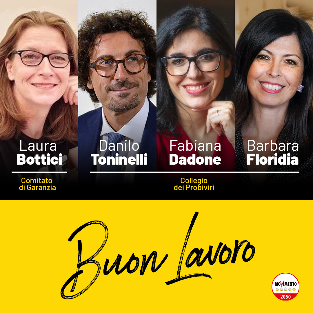 Auguri di buon lavoro a <a href="/LauraBottici/">Laura Bottici</a>, nuova componente del Comitato di Garanzia, e a <a href="/DaniloToninelli/">Danilo Toninelli</a>, <a href="/DadoneFabiana/">Fabiana Dadone</a>, <a href="/FloridiaBarbara/">Barbara Floridia</a>, nuovi componenti del Collegio dei Probiviri. Siamo certi che svolgeranno questo compito con disciplina e onore. In bocca al lupo!