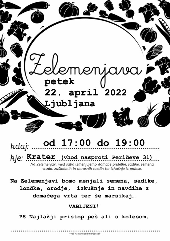 dfiser3's tweet photo. Po dooolgem času bomo spet zelemenjali v Ljubljani, prav lepo vabljeni! Dobimo se v petek, 22. aprila ob 17h v Gradbeni jami Bežigrajski krater, vhod s Peričeve ulice @prostoRoz #zelemenjava https://t.co/Cki20cV64e