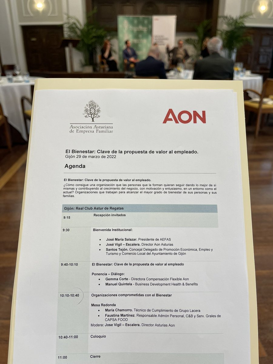 Mesa redonda: Organizaciones comprometidas con el bienestar. 

Compartimos su visión:

☑️ Escuchar y flexibilizar. 
☑️ Formación y profesionalización.
☑️ Sostenibilidad.

Lo que no se conoce, no se valora. ¿Nuestros empleados conocen los beneficios que le aporta su empresa?