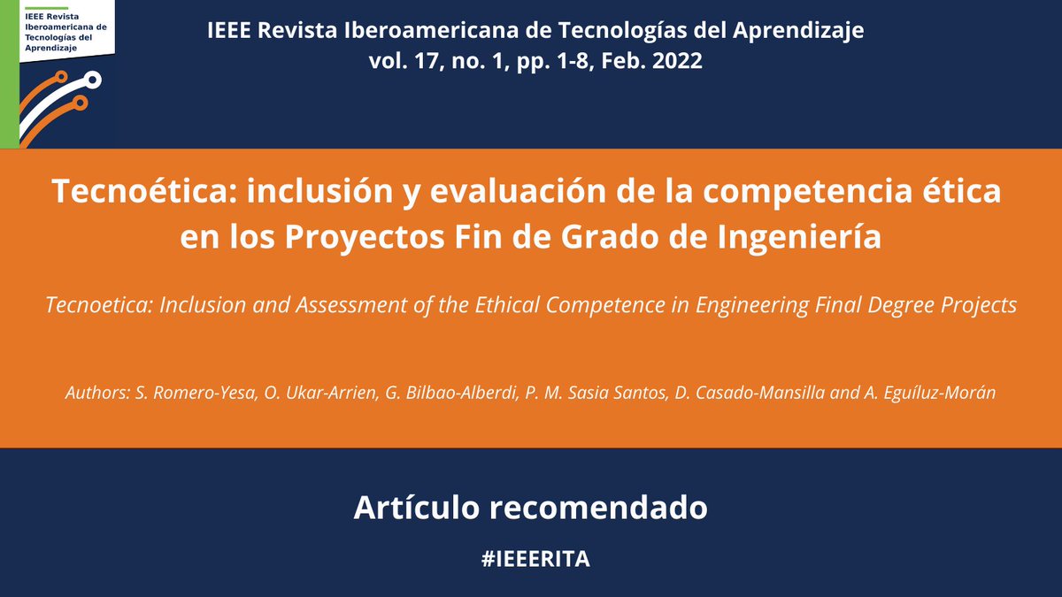En este número te traemos un artículo sobre como incorporar y evaluar la ética en los trabajos finales de grado.

¡No te lo pierdas!

#ética #inclusión #competencias #TIC #evaluación

👉 El artículo completo en: t.ly/l68l