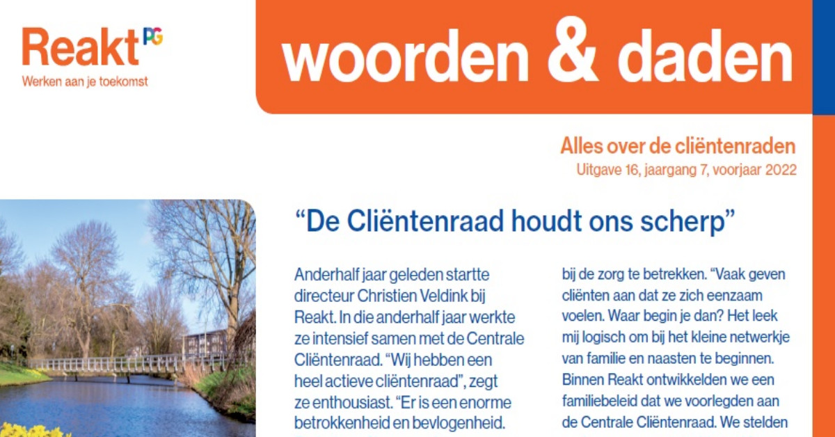 Ken jij de nieuwe directeur van Reakt al? Twee cliënten vertellen over hun werk bij de cliëntenraad. De Haagse Waldo wordt geïnterviewd in de rubriek De doelgroep aan het woord. Genoeg lezenswaardig in de voorjaarseditie nieuwsbrief cliëntenraad Reakt. reakt.nl/wie-we-zijn/ni…
