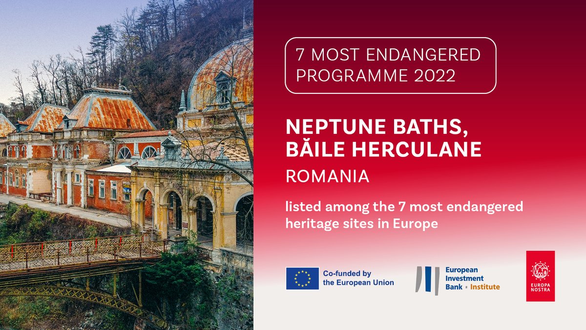 europanostra's tweet photo. "This programme is for us the hope of a new beginning. We want to bring back the health and happiness of this heritage site" says Ms Oana Chirilă of Locus Association, nominator of Neptune Baths in Romania, for the #7MostEndangered 2022.
Discover the site: https://t.co/73IK2OWf8n https://t.co/tRqfqaAe1t