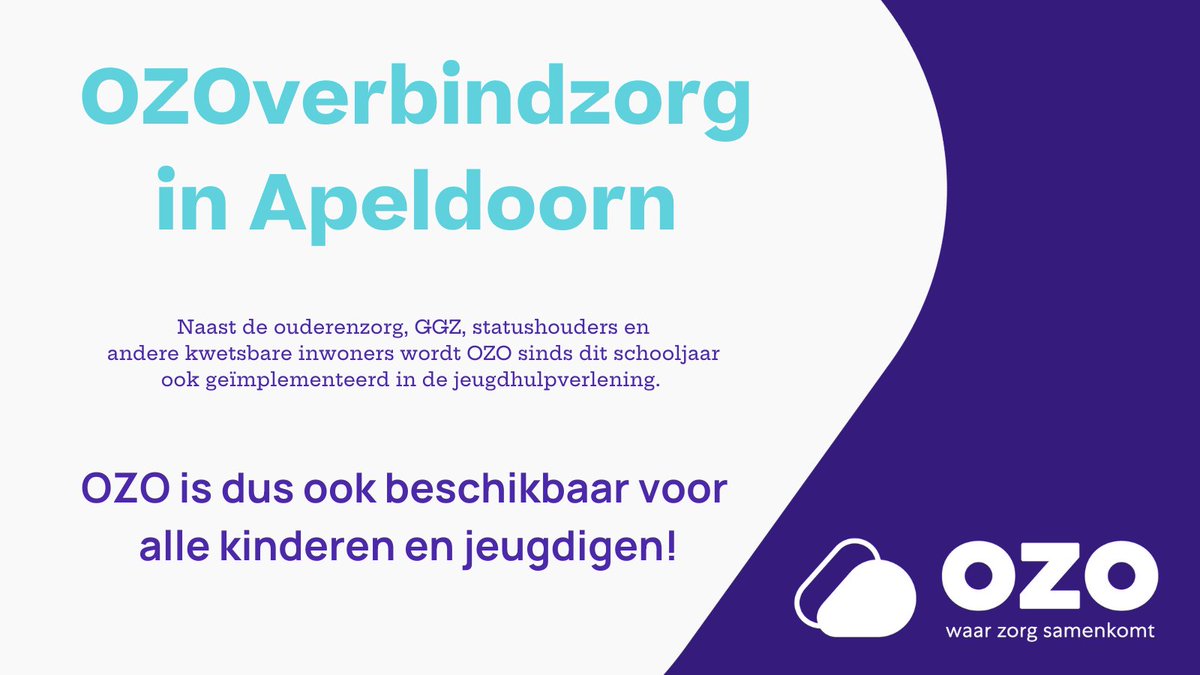 Al meer dan 50 scholen hebben zich in de gemeente Apeldoorn gemeld voor de implementatie van OZOverbindzorg jeugd.

OZOverbindzorg is er in Apeldoorn voor iedereen!

#samenwerkenindezorg #ehealth #netwerkzorg #jeugdzorg #jeugdhulp