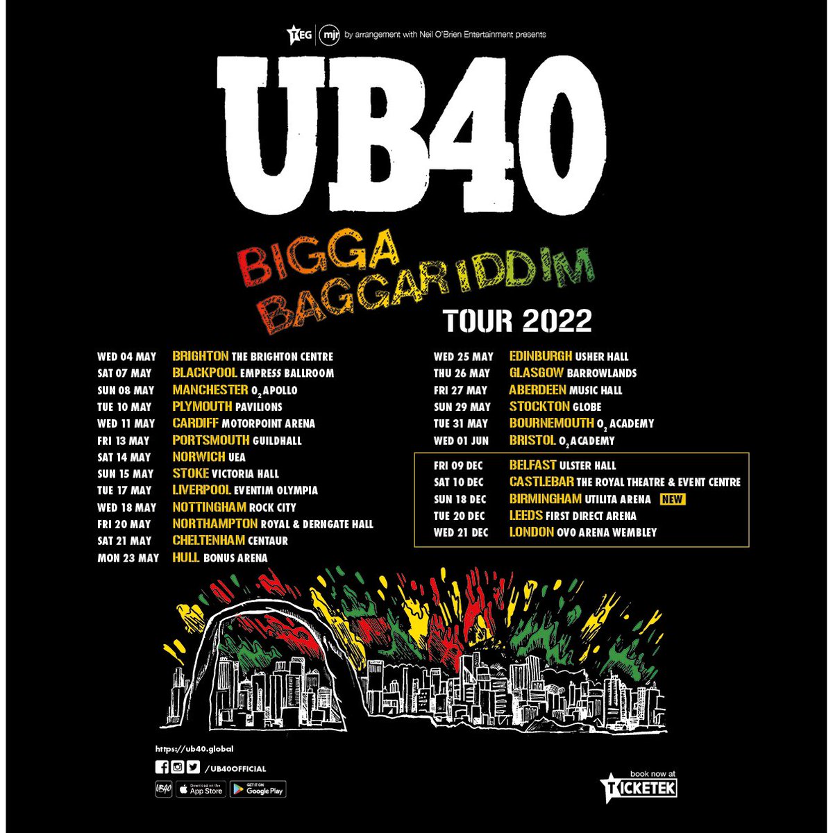 UB40OFFICIAL's tweet photo. Come join us on our Bigga Baggariddim UK tour!
Where will we be seeing you?
https://t.co/OGKTUwgEjJ
Big Love
UB40
#Biggabaggariddim #tour #ub40tour #UK #Uktour https://t.co/xyUXAFGBgB