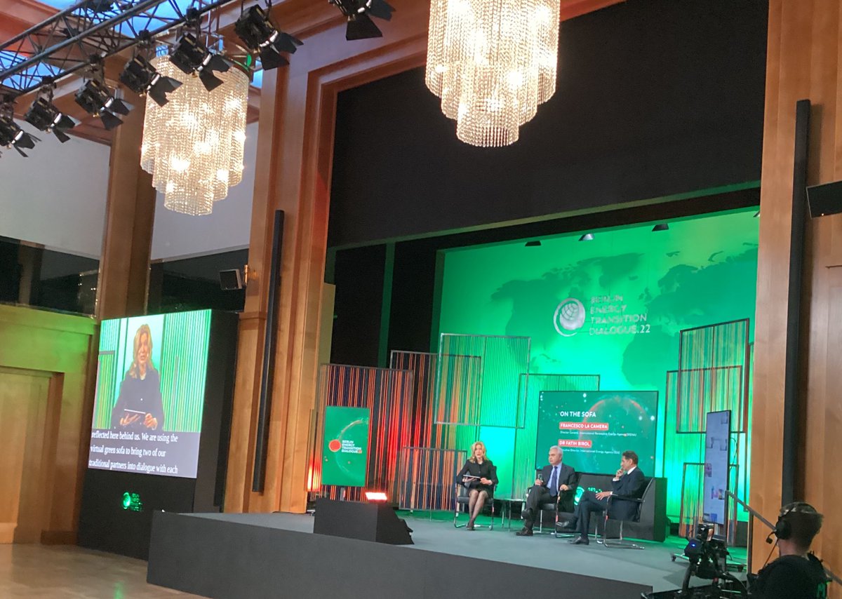 Join conversation with <a href="/flacamera/">Francesco La Camera</a> of <a href="/IRENA/">IRENA</a> and <a href="/fbirol/">Fatih Birol</a> of <a href="/IEA/">International Energy Agency</a> discussing successfull transition to clean energy and energy outlook outlining new technologies, investments and policies. Live at energydialogue.berlin 🌍 #betd22 #Energiewende #EnergyTransition #energy