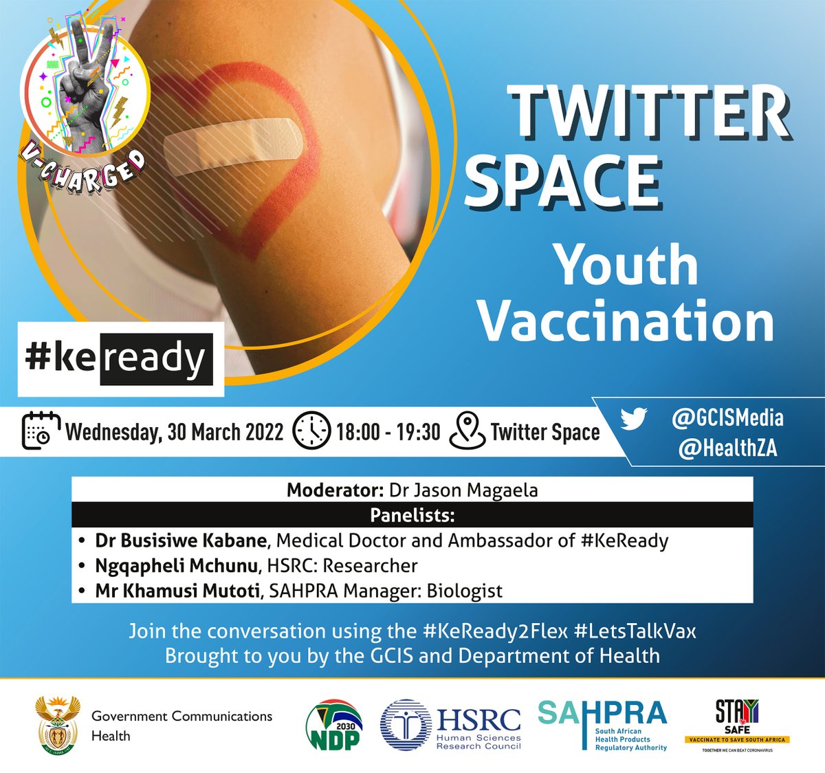 GCISMedia's tweet photo. Tomorrow we will be talking all things vaccination. Join us at 18:00 to reflect on the state of vaccine intake among the youth in South Africa #LetsTalkVax #KeReady2Flex #VaccinateToSaveSouthAfrica
https://t.co/V5jN3xBptD https://t.co/DoaMAesaAl