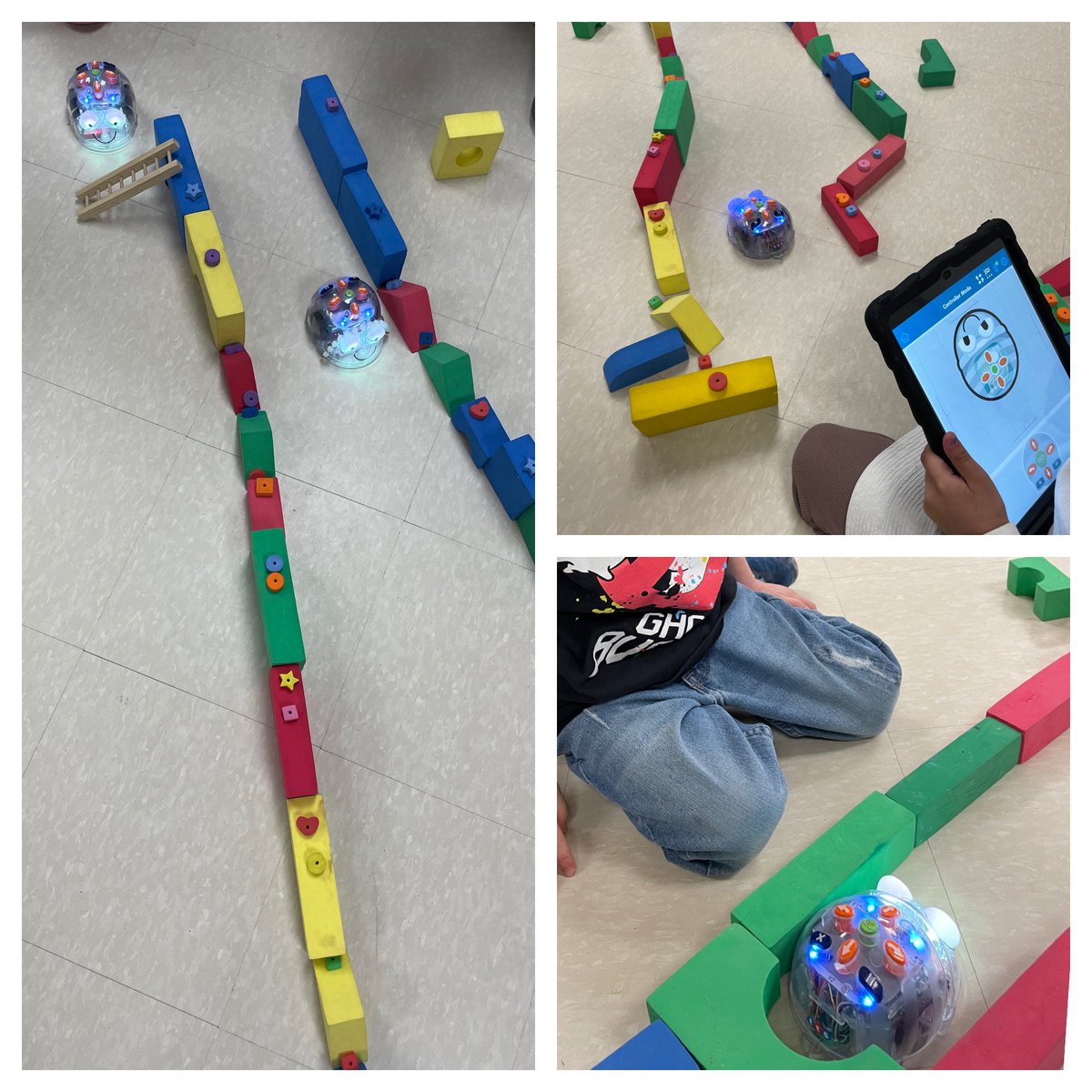 StittsvillePS's tweet photo. Our kinders are #coding! They are giving this bot directions to follow a path they created. #OCDSB #kindercoding #spsrocks https://t.co/GczbUm0k0b