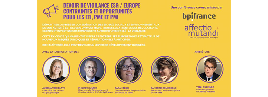 Conférence organisée par la BPI sur les contraintes et les opportunités du devoir de vigilance pour les ETI, PME et PME - Blog - buff.ly/3NwK2u2 buff.ly/3JQgJRa