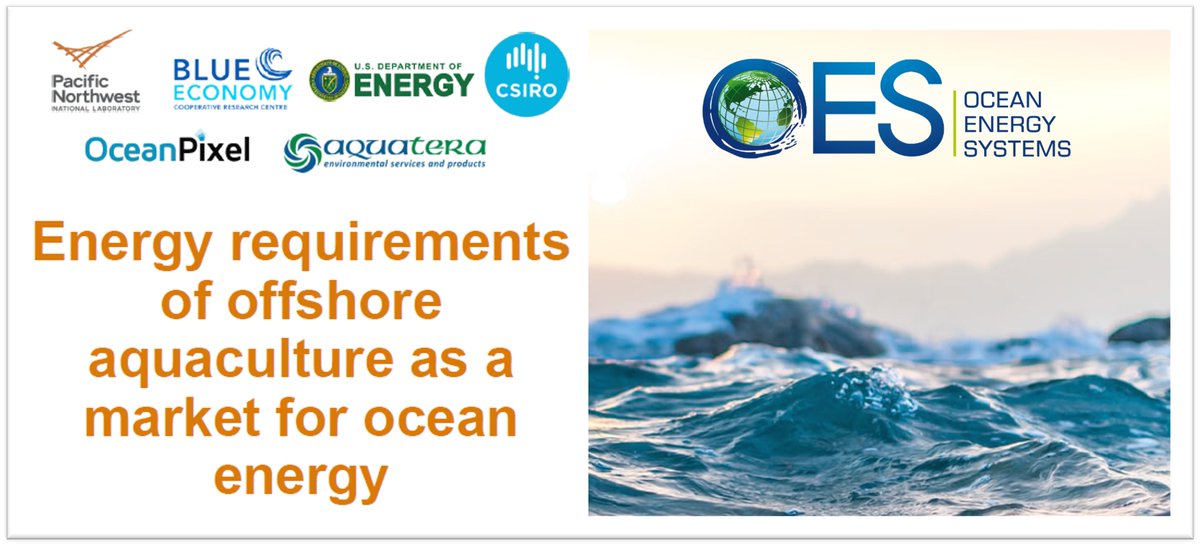 IEA_OES's tweet photo. 📢Ocean Energy Systems is hosting a public webinar from 12:00 – 1:00pm PDT (7:00 – 8:00pm UTC) on 26 April 2022. This webinar will provide an overview of the findings in the Study of Offshore Aquaculture as a Market for Ocean Renewable Energy
👉REGISTER: https://t.co/zhwfkpNBJa https://t.co/uiBVhCVlj1