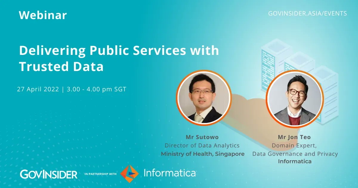 How can governments turn data into impactful services? What are the steps required in this process? 🤔  

Join this one-hour webinar on 27 Apr 2022, 3pm SGT (GMT +8) to learn from Mr Sutowo and Mr Jon Teo the answers to these questions.

✅ Register: us02web.zoom.us/webinar/regist…