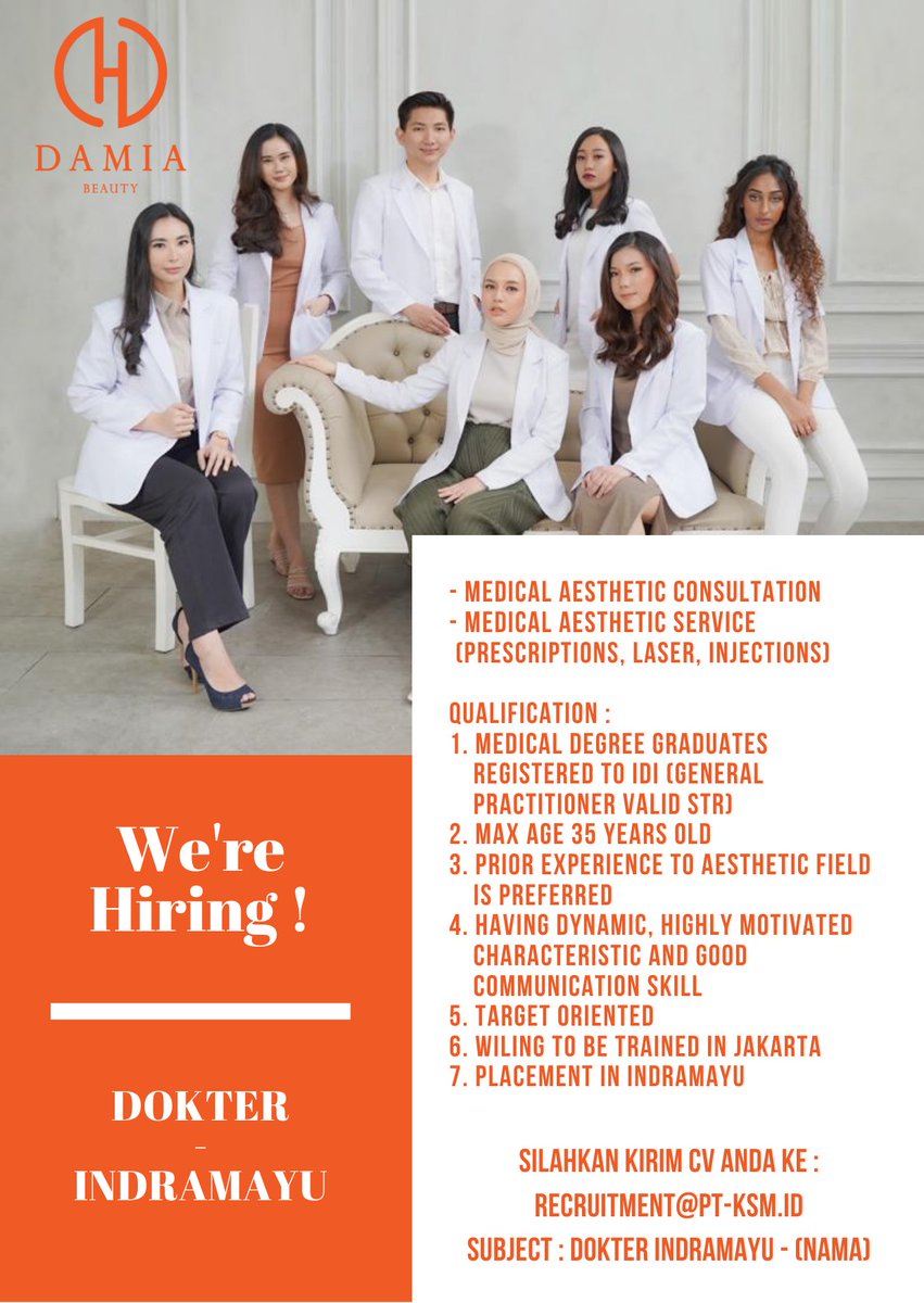 CareerKusuma's tweet photo. #lokerdokterjakarta #lokerdokterpalembang #lokerdokterindramayu #lokerdokterjakbar #lokerdoktersemarang #lokerdokterjawabarat #lokerdokteraesthetic #lokerkecantikan #lokerdoktercikarang https://t.co/At9nXY7UiH