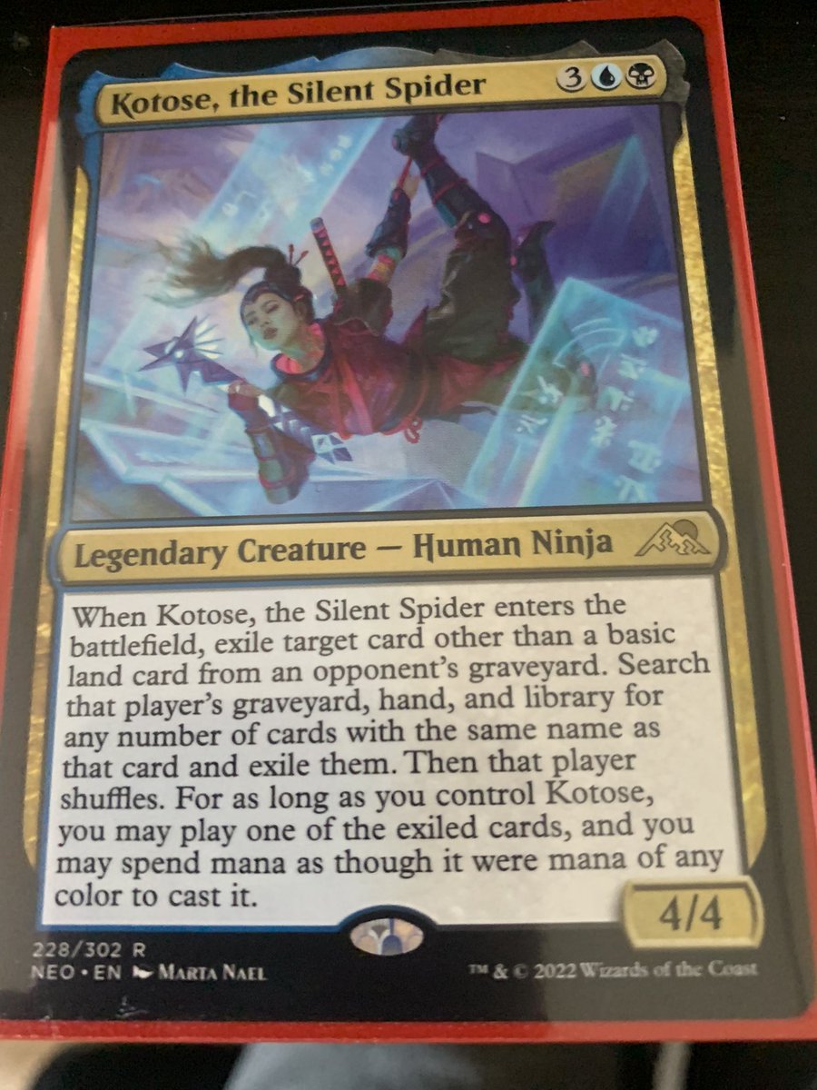 MikeOmegaX's tweet photo. Ninjutsu on this chick would be actually busted! #MtGKamigawa Oh imma just banish your gold span dragon… and then all your other goldspan… and then give your goldspan Ninjutsu with Satoru Umezawa … 👀 https://t.co/Yf9vNt3S81
