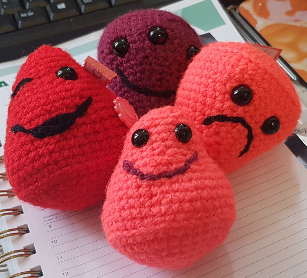 TechieLady1's tweet photo. Easter holibobs are here so I've been inspired by #ParticleZoo and had a go at crocheting quarks.
Meet up, down, strange and charm. 🤓 https://t.co/5Xw5QmXqes