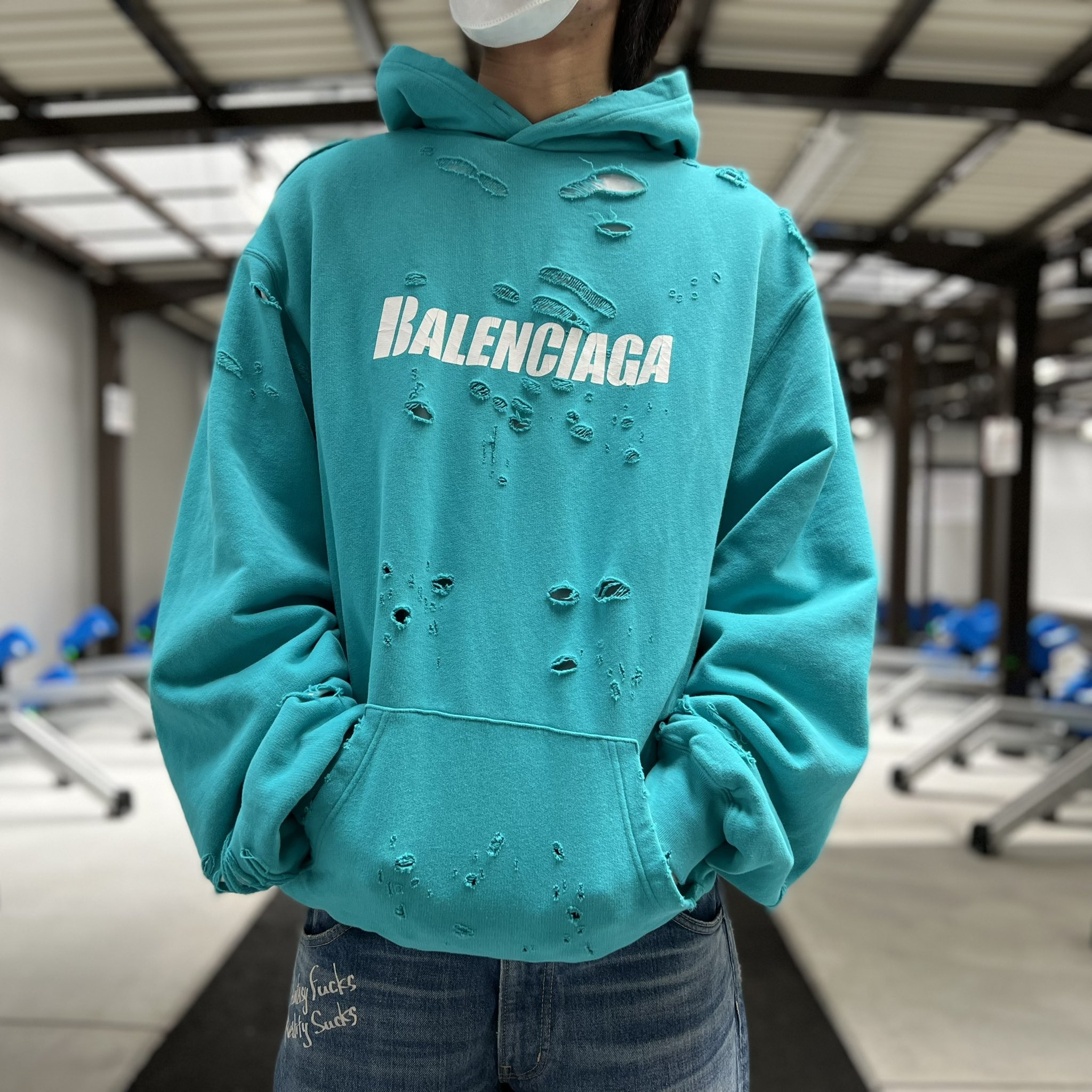 Balenciaga Oversized Distressed Hoodie