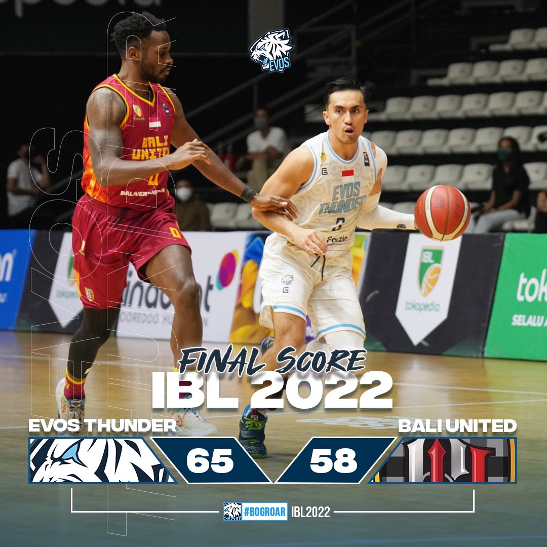 evosthunderid's tweet photo. Good game EVOS Thunder!
Mengakhiri musim perdana @iblindinesia 2022 dengan kemenangan melawan @baliutdbasket !⚡️⚡️
Tetap pertajam potensi dan pertahankan semangat, #BogRoar!
#EVOSThunder #BogRoar #IblIndonesia https://t.co/cAS8CBcI0A