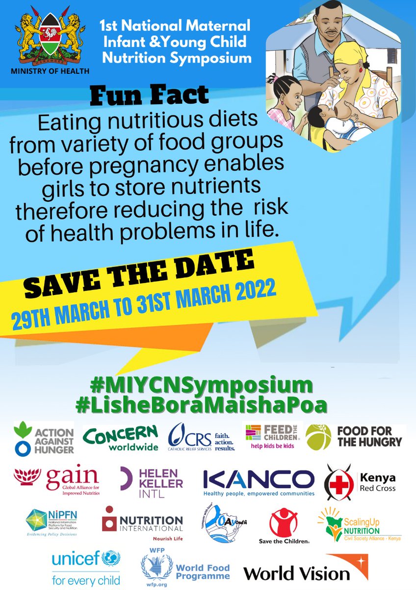 Thank you for joining the Twitter chat. It has been an informative conversation that has been amazing.
We appreciate you.
Watch the #MIYCNSymposium livestream
here:unicef.zoom.us/webinar/regist…

#LisheBoraMaishaPoa
<a href="/MOH_Kenya/">Ministry of Health</a> 
<a href="/UNICEFKenya/">UNICEF Kenya</a>
<a href="/GAINAlliance_KE/">GAIN Kenya</a> 
@KenyaSBN 
<a href="/SUN_CSA_KENYA/">SUN CSA KENYA</a>