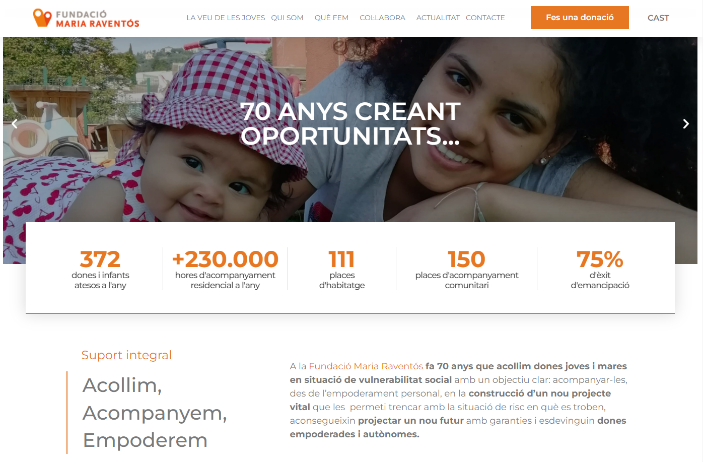 FMariaRaventos's tweet photo. 💥Llancem un nou web! 
👉🏼Amb tota la info de la Fundació organitzada de forma visual i intuïtiva.
👉🏼Nova secció testimonials, dedicada a donar veu a les joves.
👉🏼Nou formulari de donacions molt àgil perquè facis la teva aportació en un parell de clics!
https://t.co/KYtnhUbPQ3 https://t.co/mAq0S6LoWc