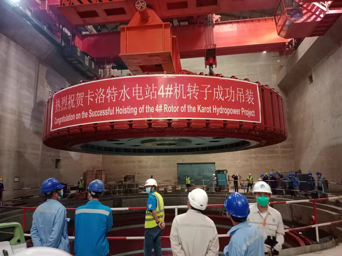 DostiChina's tweet photo. #CPECUpdates 
The 4th &amp; final rotor of Karot Hydropower Project was successfully hoisted.
#CPECMakingProgress https://t.co/NT5LXvO9ir