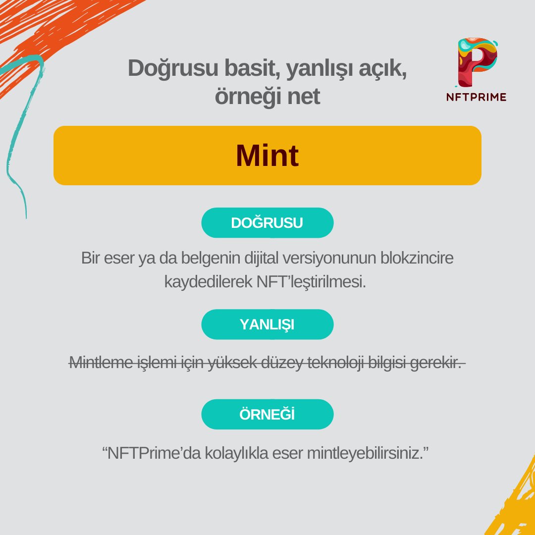 nftprimecom's tweet image. ✅ Doğrusu basit 
❎ Yanlışı açık
✳️ Örneği net: #MINT nedir?

#nftprime #nft #mintable #nfts #nftcommunity #nftcollector