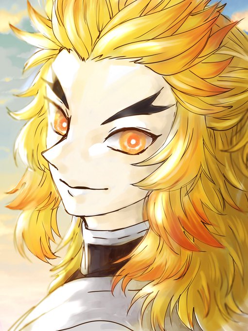 まぐろ🐟さんがTwitterに投稿した煉獄杏寿郎(鬼滅の刃)のイラスト。