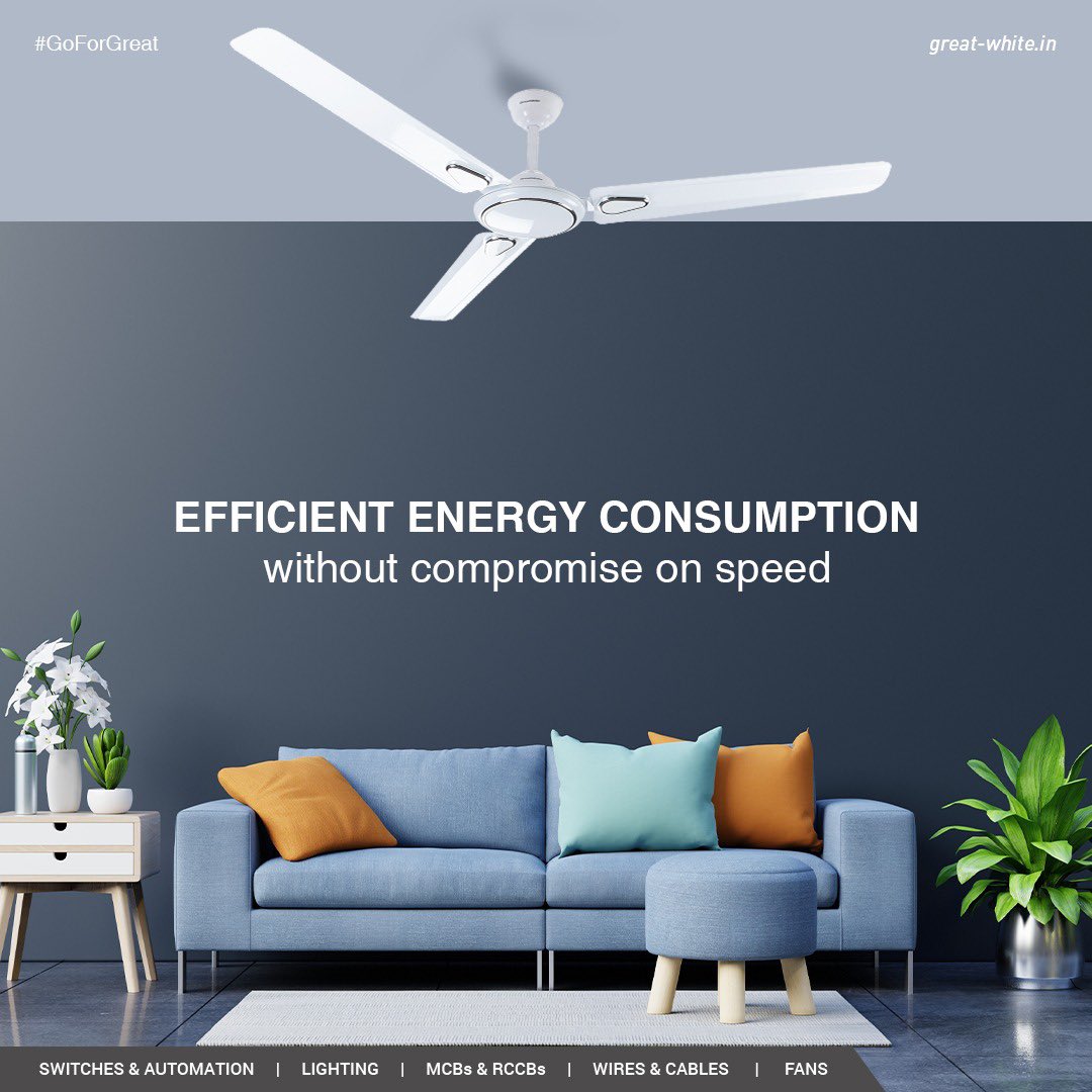 High electricity bills will no longer knock on your doors! Our Evo Pro Fans help save your pockets with its energy efficiency and optimum speed.

#GoForGreat #GreatWhiteElectricals #EvoPro #AirusCeilingFans #CeilingFans  #Highperformance #noisefree #noisefreefans #greatwhitefans https://t.co/xCxpWvU39h
