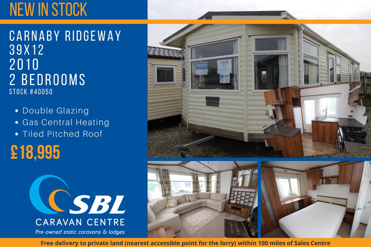 SBLcaravans's tweet photo. New in stock: Carnaby Ridegway 39x12 2 bed 2010. Double Glazing, Gas Central Heating &amp; Tiled Pitched Roof. Stock number 40050. Price £18,995. https://t.co/iEAXGYKkau