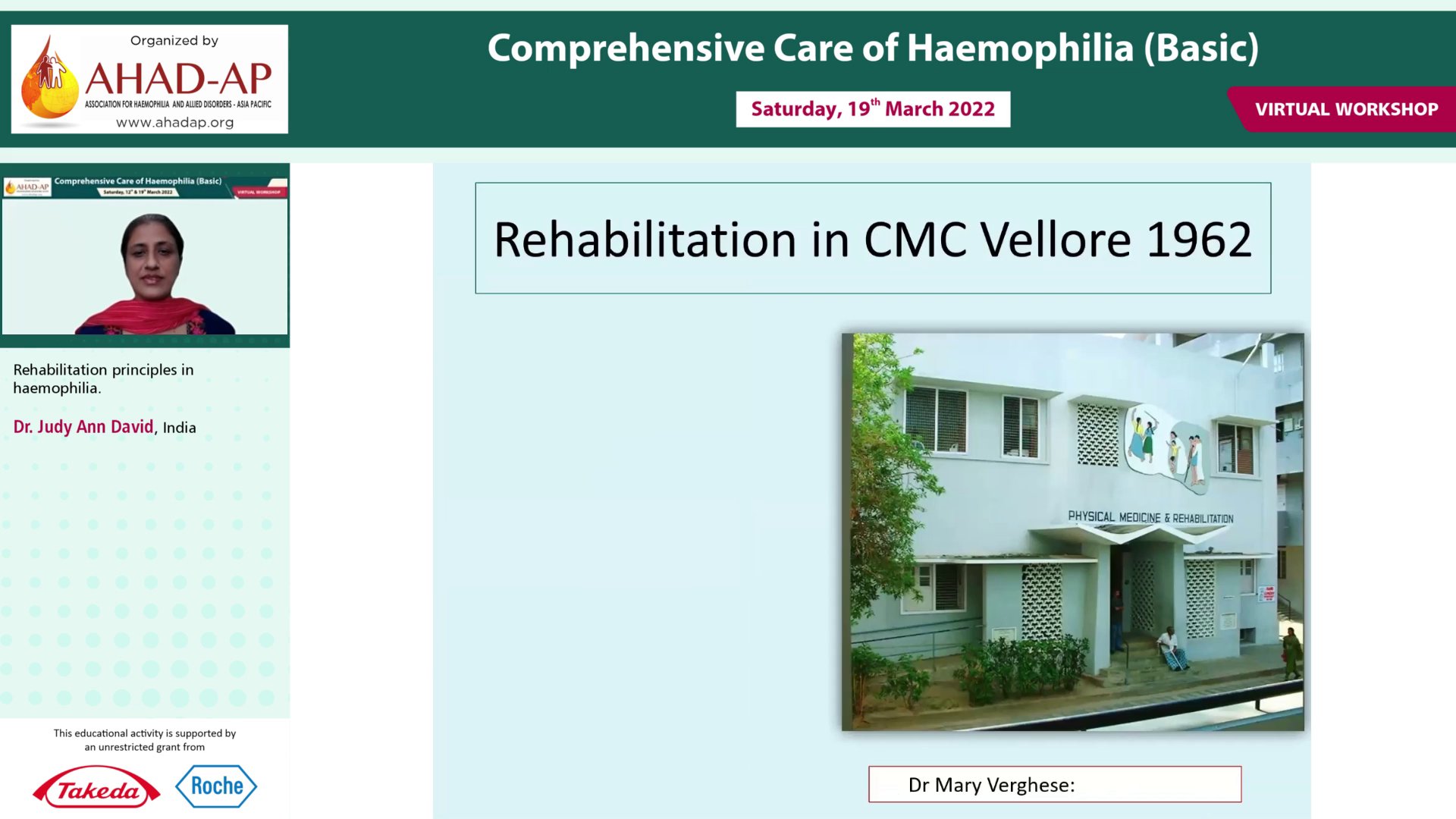 Ahad Ap Dr Judy Ann David From India Gave Us A Lecture About Rehabilitation Principles In Hemophilia Virtual Workshop On 19th March T Co 6y1hfjigrx T Co Tysvbkyvss Twitter