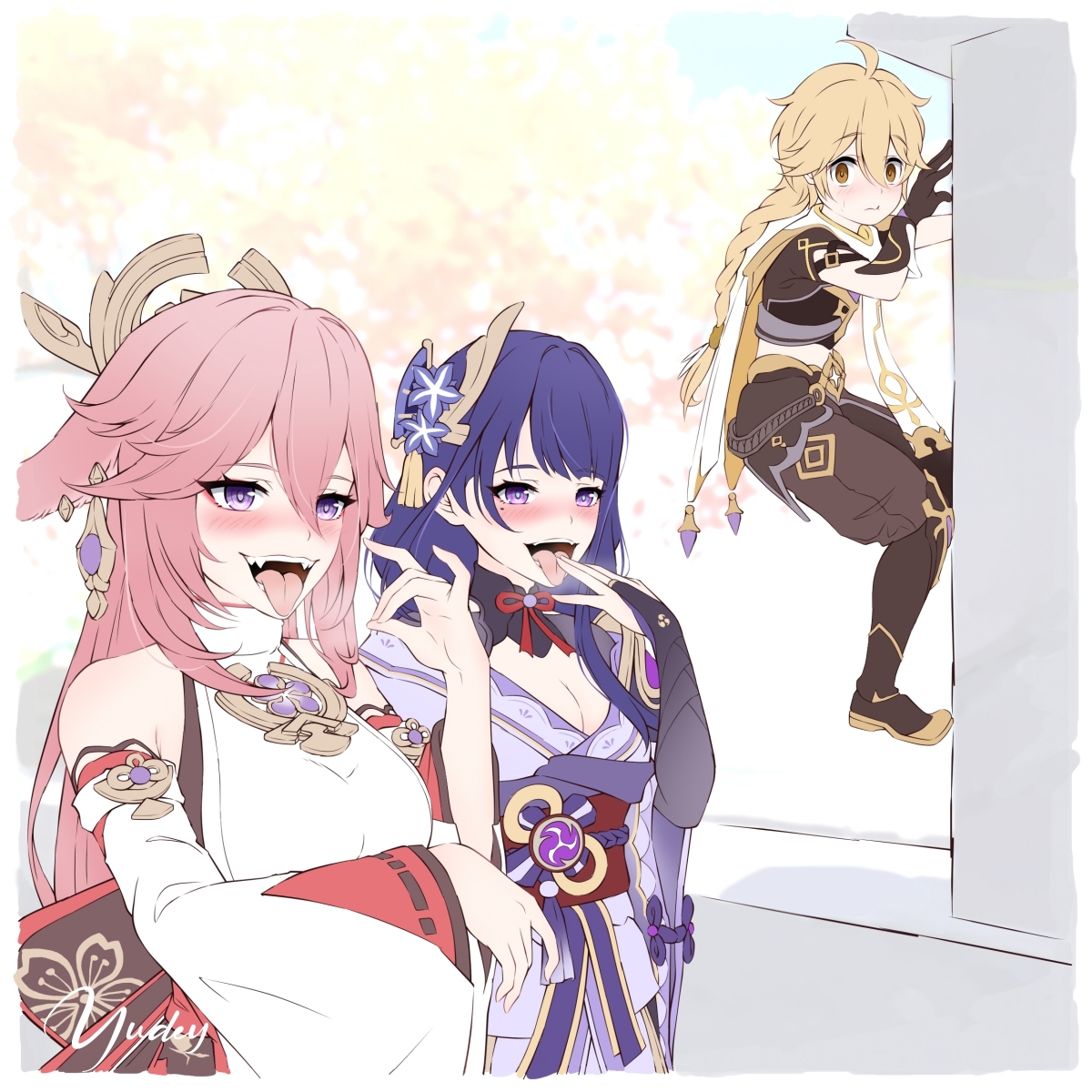 eimiko doodle #原神 #genshin #genshinimpact #雷電将軍 #raiden #ei #八重神子 #yaemiko #doodle pixiv.net/artworks/97261…