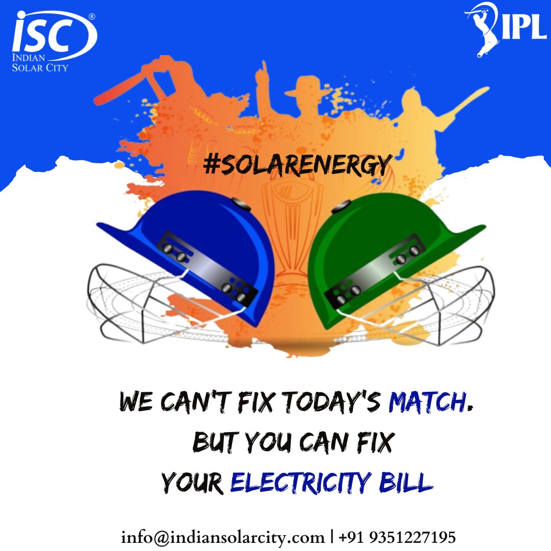 ISCCleantech's tweet photo. We can't fix today's match but can fix your electricity bill ❤️
-----
Indian Solar City authorized distributor of Trina Solar panels &amp; Havells and Luminous on-grid inverters.
-----
For more details, call us at +91 9351227195

#IPL #ipl2022 #solar #trinasolar #indiansolarcity https://t.co/bXJ9sxf4I9