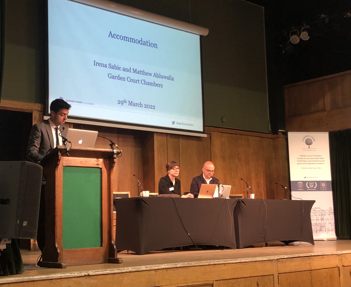 gardencourtlaw's tweet photo. ‘Accommodation for asylum seekers’ delivered by @MIAhluwalia & @IrenaSabic of Garden Court Chambers up now. #NABBConference https://t.co/1OyD7UEuVi