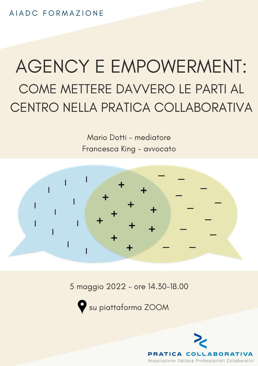 icollaborativi's tweet photo. 📍5 maggio (14,30/18,00). Piattaforma #zoom.Le parti al centro: la scommessa della #praticacollaborativa.È sempre così?
Ne parliamo con l'aiuto di @king_francesca e @Mario_Dotti.
Iscrizioni entro il 29 aprile.
#aiadc #formazione #empowerment #agency  #professionisticollaborativi https://t.co/eqZNLj3f4t