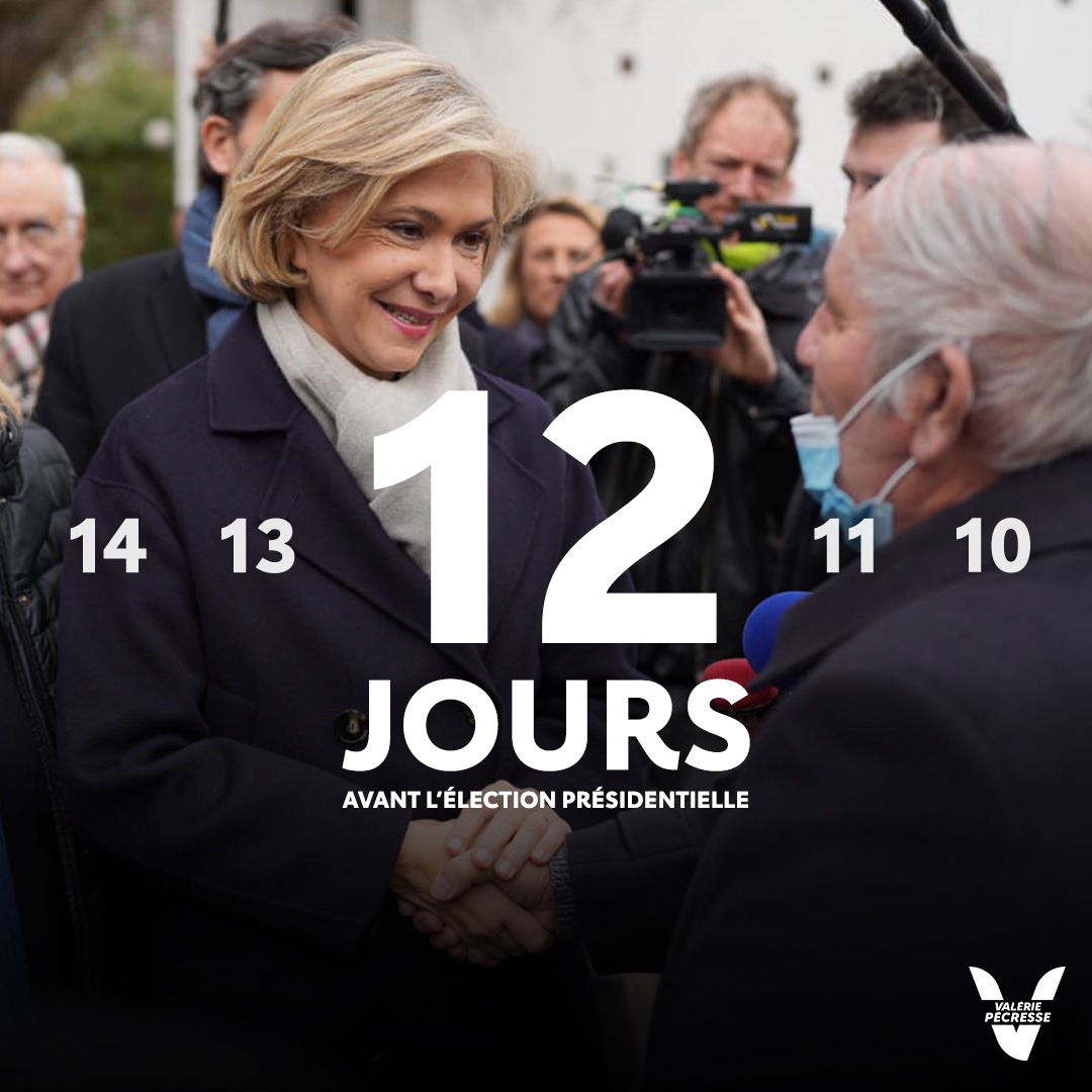 lesRepublicains's tweet photo. Dans 12 jours, remettons de l'ordre dans notre pays.

🇫🇷 Les 10 et 24 avril, je vote #Pecresse2022 ! https://t.co/cFe0jlrdkr