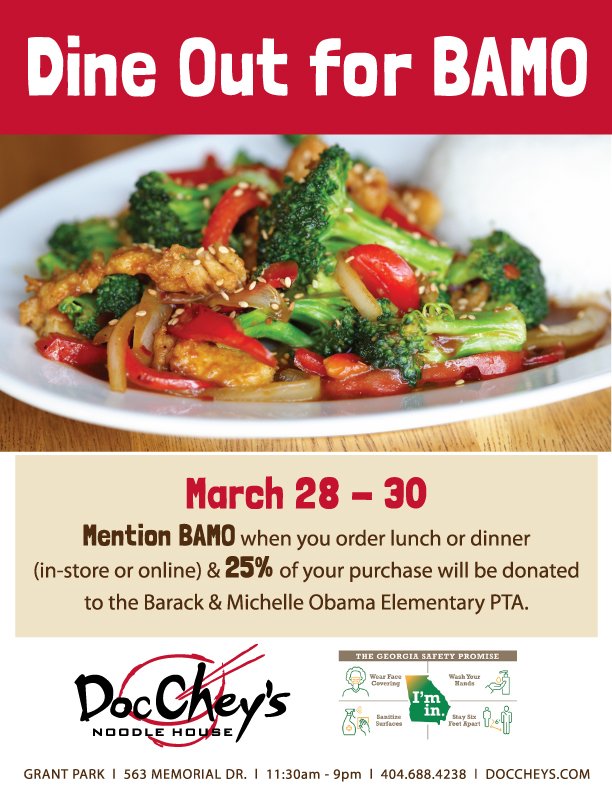 BaMOPTA's tweet photo. Day 2 of @BaMOPTA Fundraiser at @DocCheysGrantPk !! Get your lunch and/or dinner there today!! #supportourPTA #BaMORocks #BaMoEagles @apsBAMOAcademy https://t.co/PkUvU0aqn2