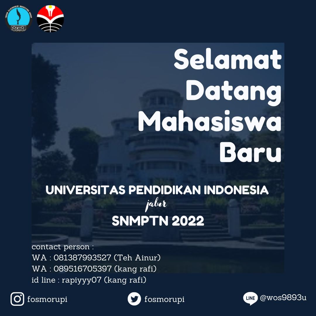 [SNMPTN 2022]

SELAMAT DATANG WARGA BOGOR DI UPI🥳🥳

Info lebih lengkap 👇🏻
Line : rapiyyy07 (Kang Rafi)
WA : 089516705397 (Kang Rafi)
WA : 081387993527 (Teh Ainur)
Instagram : <a href="/fosmorupi/">BOGOR UPI</a>
Line@ : @wos9893u
Twitter : <a href="/fosmorupi/">BOGOR UPI</a>

#FOSMORUPI
#BDGRASABGR
#SNMPTN2022
